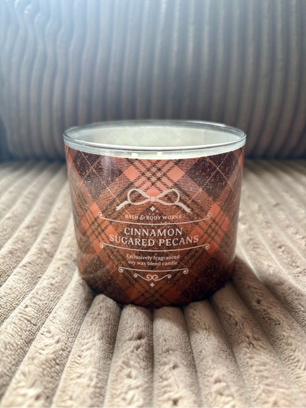 Bath & Body Works Cinnamon Sugared Pecans Candle - Brown Plaid